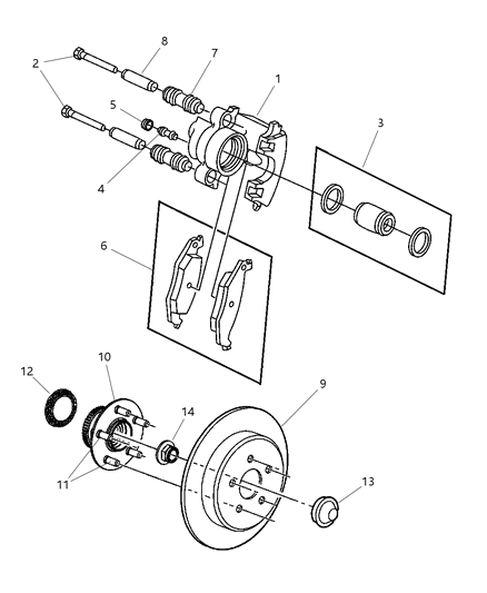 2003 Chrysler PT Cruiser Brakes, Rear Disc Diagram