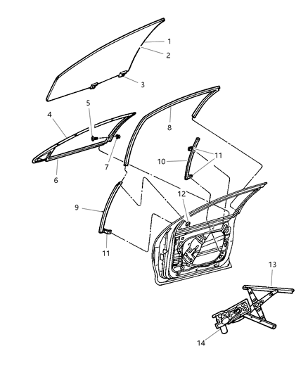 1999 Chrysler 300M Door, Front Glass & Regulators Diagram