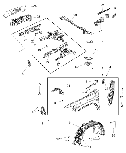 2021 Jeep Cherokee Front Fender Diagram