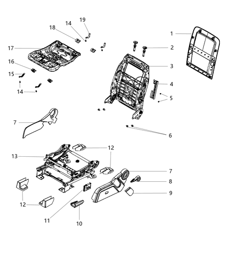 2012 Dodge Journey Adjusters, Recliners & Shields - Driver Seat - Power Diagram