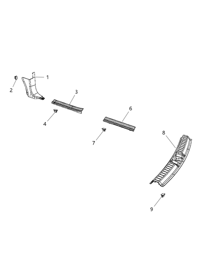 2009 Dodge Journey Molding-SCUFF Diagram for 1BE48DK7AB