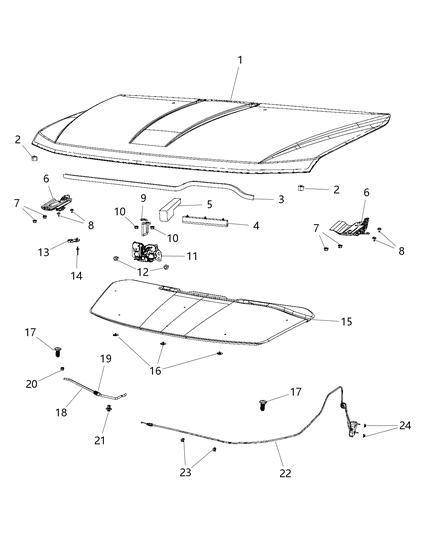 2019 Dodge Journey Hood & Related Parts Diagram