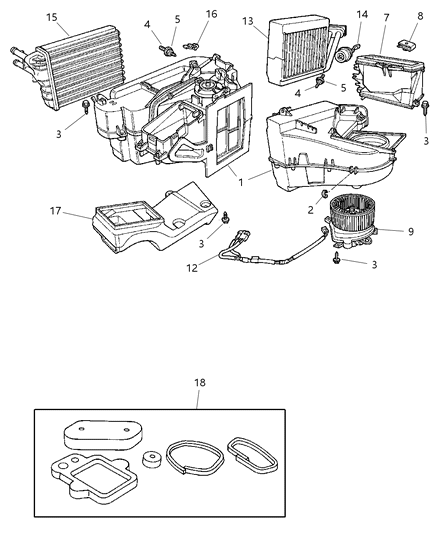 2004 Dodge Neon Housing-A/C And Heater Diagram for 5073226AB