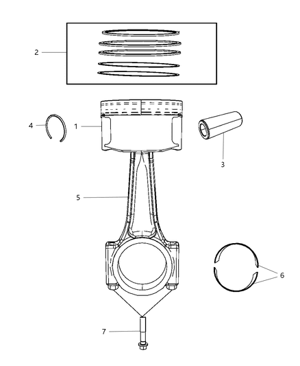 2010 Dodge Journey Pistons , Piston Rings , Connecting Rods & Connecting Rod Bearing Diagram 1