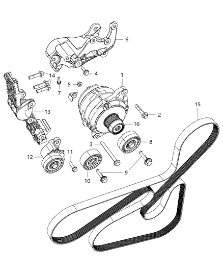 2012 Chrysler 200 Generator/Alternator & Related Parts Diagram 1