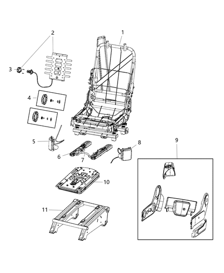 2017 Ram ProMaster 3500 Adjusters, Recliners & Shields, Passenger Swivel Seat Diagram