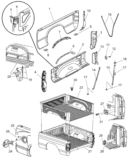 2005 Dodge Ram 1500 Panel-Box Side Outer Diagram for 5140340AA