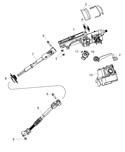 2017 Jeep Wrangler Steering Column Intermediat Shaft Diagram for 55351281AE