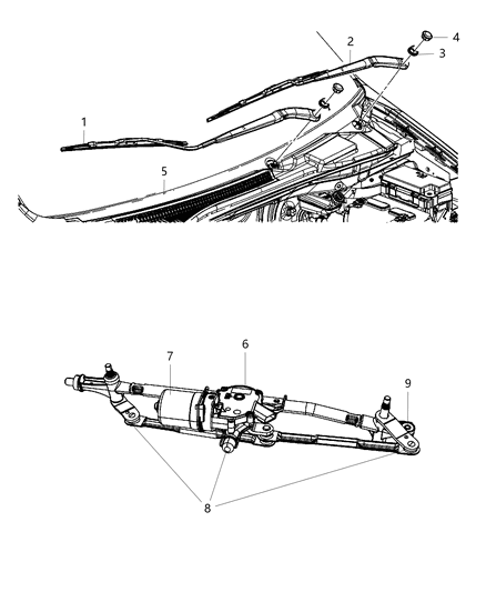 2015 Chrysler Town & Country Wiper System Front Diagram