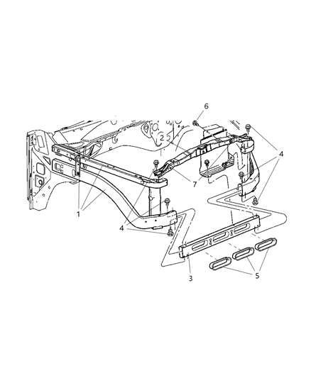 2005 Dodge Ram 1500 Radiator Closure Frame Support Diagram