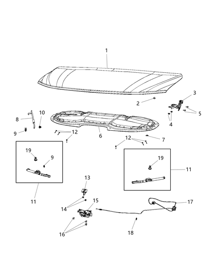 2018 Chrysler Pacifica SILENCER-Hood Diagram for 68225645AB