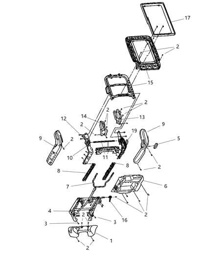 2005 Chrysler Pacifica Frame-Second Row Seat Back Diagram for 5114018AA