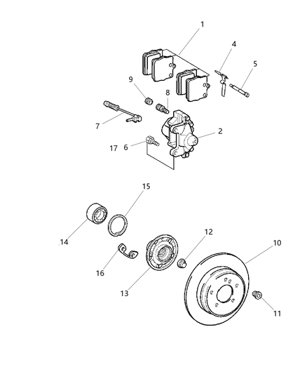 2007 Chrysler Crossfire Brakes, Rear Disc Diagram