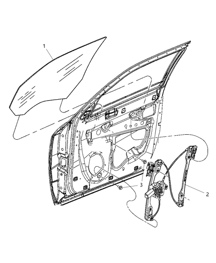 2006 Dodge Charger Front Right Passenger Side Power Window Regulator Diagram for 5065470AD