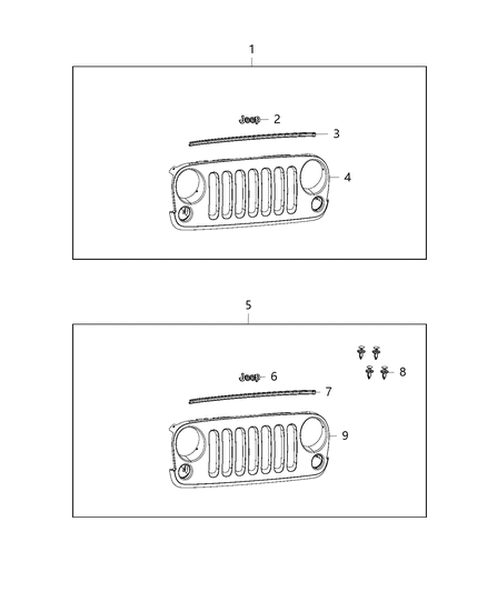 2017 Jeep Wrangler Grille-Radiator Diagram for 1BM91RXFAE