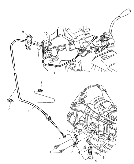 2005 Dodge Dakota Transmission Shift Cable Diagram for 52110005AG