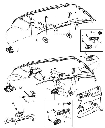 1997 Dodge Grand Caravan Lamps - Cargo-Dome-Courtesy-Reading Diagram