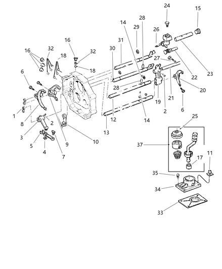 1998 Jeep Wrangler Fork & Rail Diagram 1