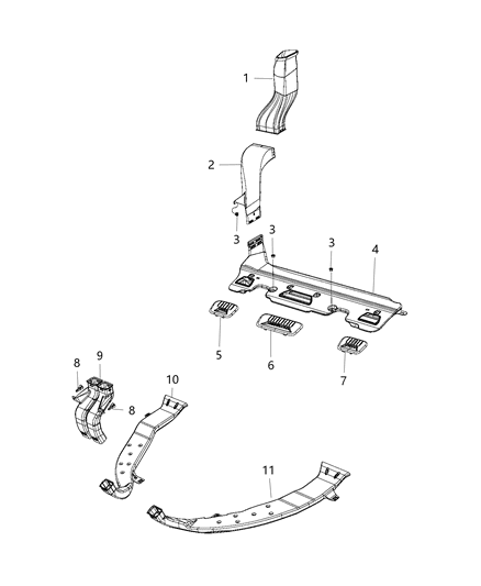 2019 Chrysler Pacifica Duct-Floor Diagram for 68227715AE