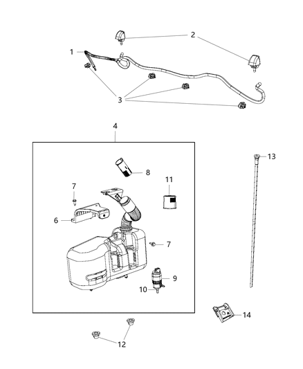 2021 Ram ProMaster 1500 Washer System, Front Diagram