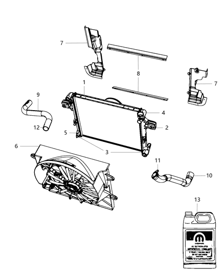 2010 Jeep Commander Radiator & Related Parts Diagram 1