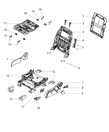 2014 Dodge Journey Adjusters, Recliners & Shields - Driver Seat - Power Diagram