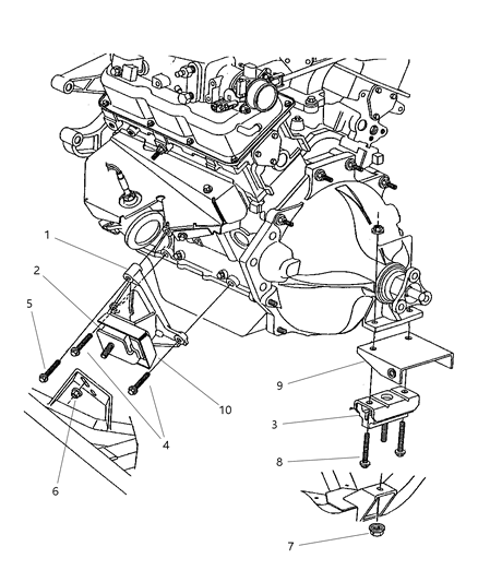 2002 Chrysler Prowler INSULATOR-Engine Mount Diagram for 4786644