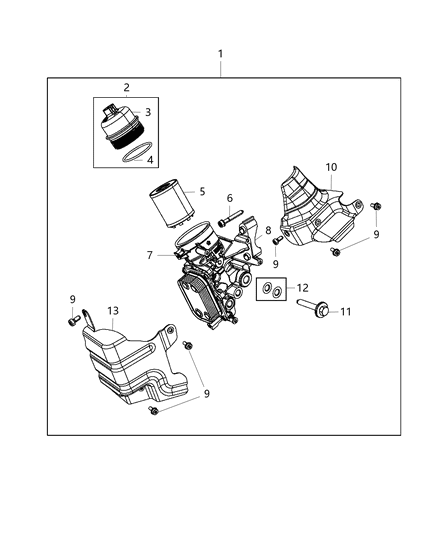 2020 Jeep Renegade Engine Oil , Filter , Adapter And Housing / Oil Cooler & Hoses / Tubes Diagram 4