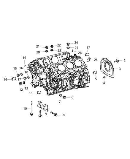 2009 Jeep Grand Cherokee Cylinder Block & Hardware Diagram