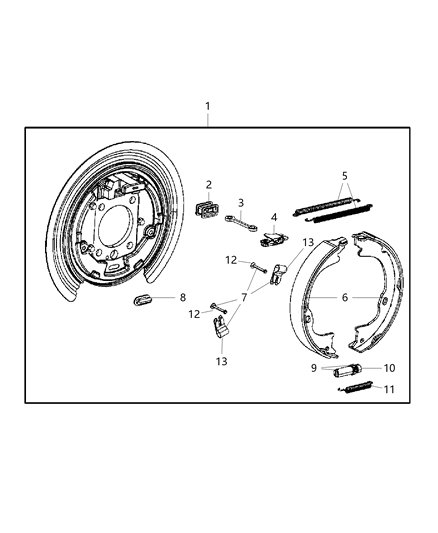 2007 Jeep Wrangler Parking Brake Assembly, Rear, Disc Diagram