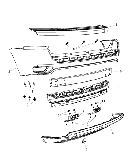 2016 Jeep Compass Fascia, Rear Diagram