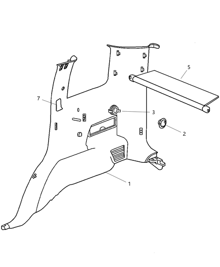 2004 Jeep Liberty Panel-Quarter Trim Diagram for 5HG55XDVAO