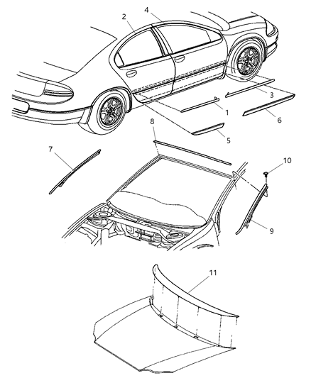 2003 Chrysler Concorde Mouldings Diagram