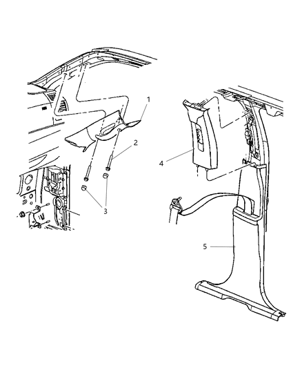 2008 Jeep Commander Molding-A-Pillar Diagram for 5JP14BDXAC