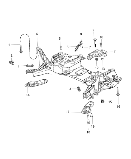 2014 Jeep Cherokee Cradle - Front Suspension Diagram