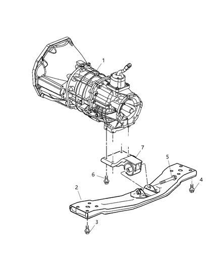 2004 Jeep Liberty Rear, Transmission Mounting Diagram 2