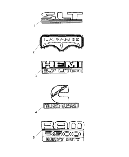 2007 Dodge Ram 3500 Cab Chassis Nameplates Diagram