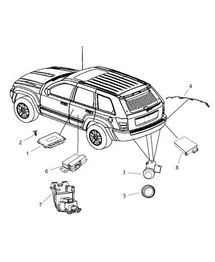 2011 Jeep Grand Cherokee Harness-Rear FASCIA Diagram for 68078325AC