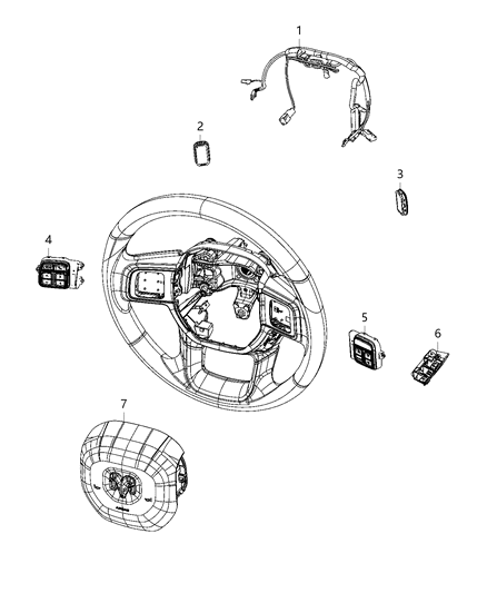 2019 Ram 2500 Switches, Steering Wheel Diagram