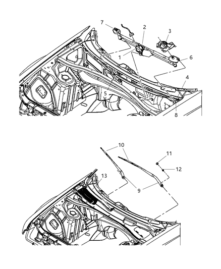 2010 Dodge Charger Motor-Windshield WIPER Diagram for 68065563AA