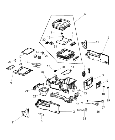 2014 Ram 3500 Console ARMREST Diagram for 5NB43DX9AA