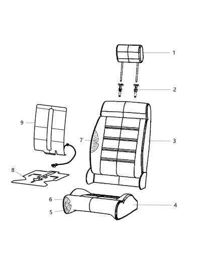 2017 Jeep Wrangler Front Seat Back Cover Right Diagram for 6CG32DX9AB