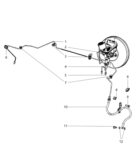 2009 Dodge Caliber Brake Tubes, Front Diagram