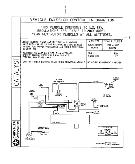 2002 Chrysler Sebring Emission Labels Diagram