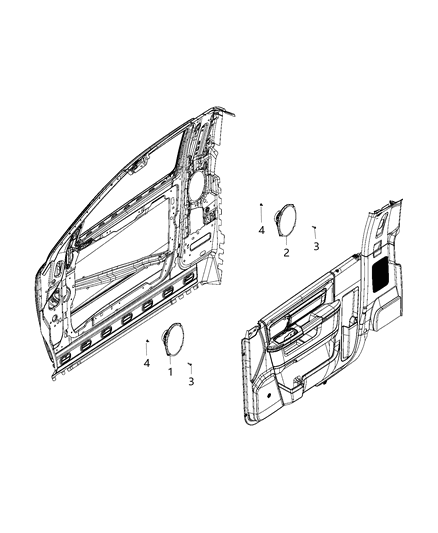 2019 Ram 1500 Speaker, Front & B Pillar Diagram 1