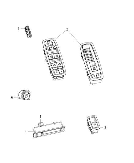 2015 Jeep Cherokee Switches - Doors & Liftgate Diagram