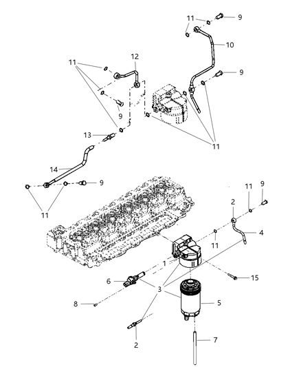 2009 Dodge Ram 3500 Element-Fuel Filter Diagram for 68061634AA