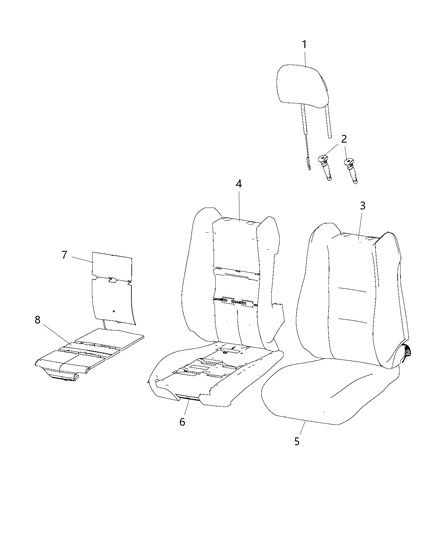 2016 Dodge Durango Front Seat Cushion Cover Diagram for 5RV67JRRAC