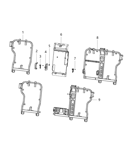 2020 Jeep Compass Second Row - Adjusters, Recliners, Shields And Risers Diagram 2