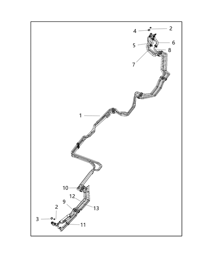 2014 Dodge Durango Rear Auxiliary A/C & Heater Lines Diagram